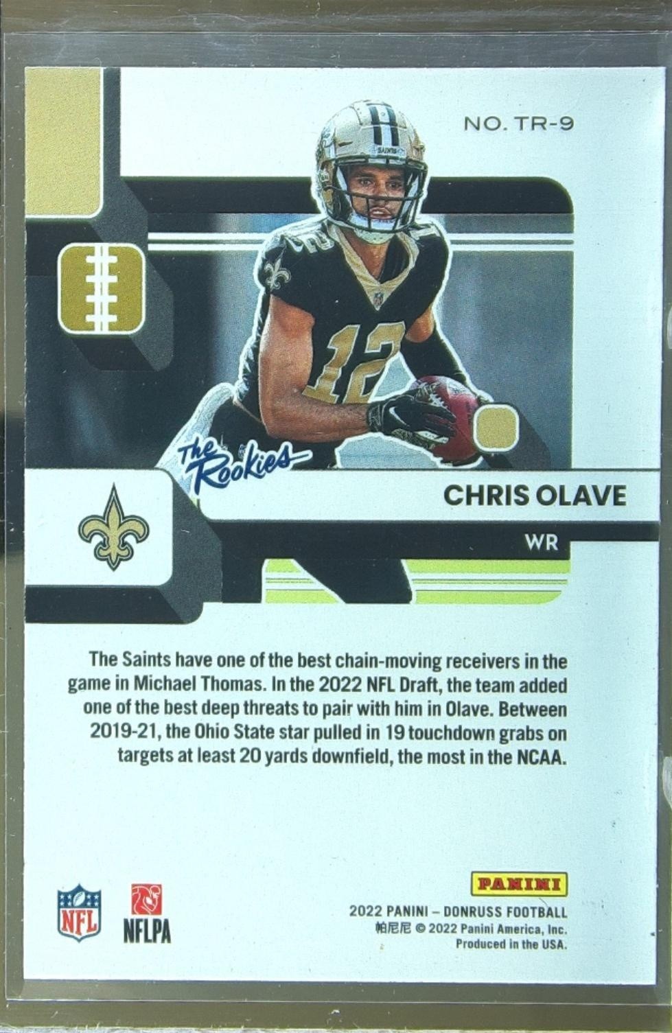 2022 Donruss Chris Olave #TR-9 Saints The Rookies - Image 3