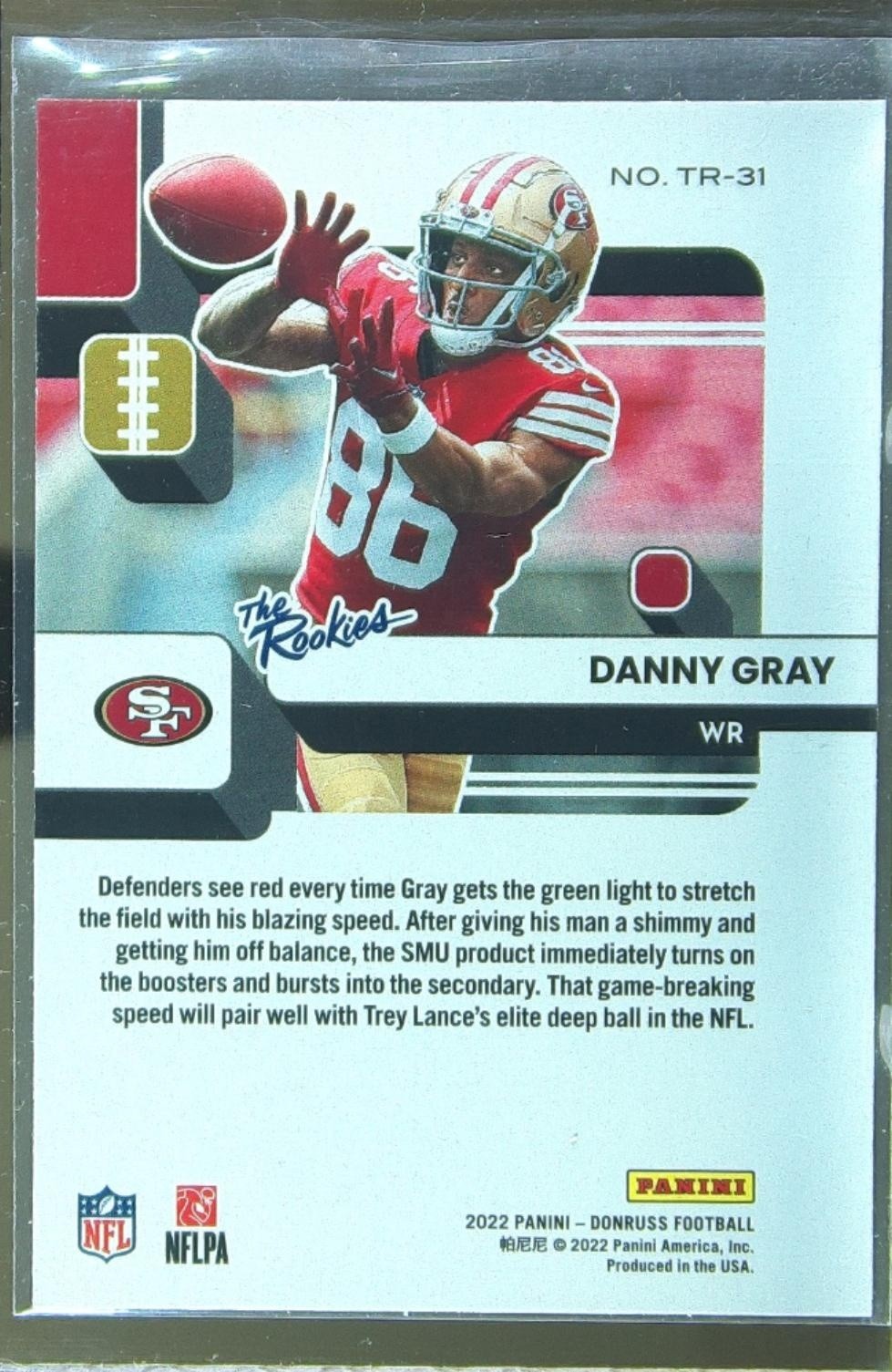 2022 Donruss Danny Gray #TR-31 49ers The Rookies - Image 3