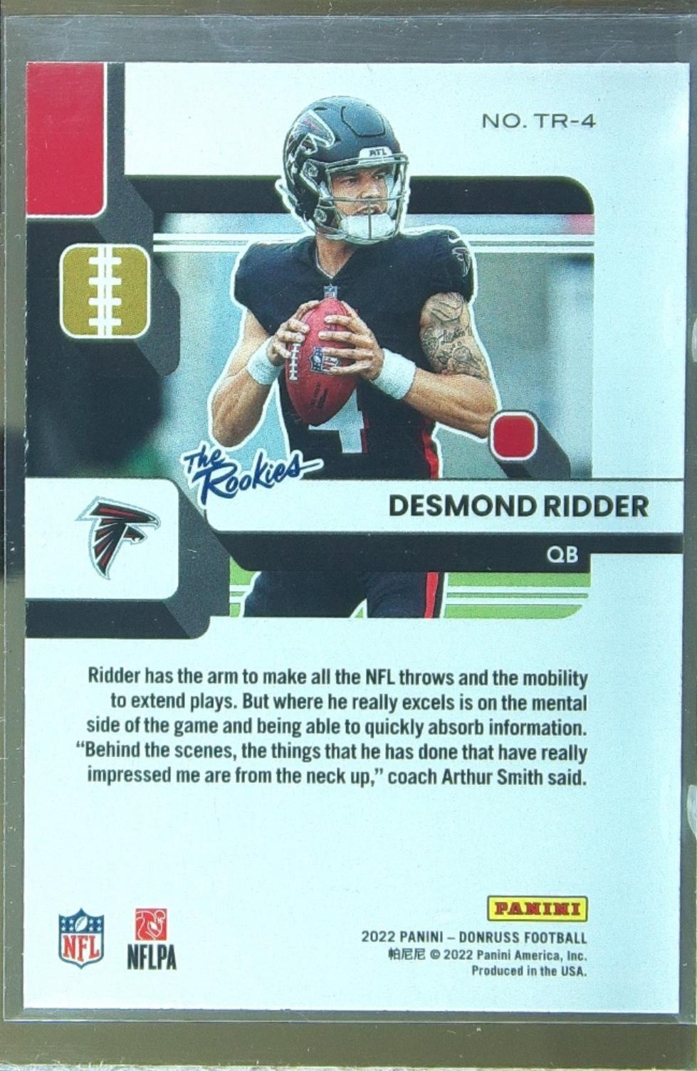 2022 Donruss Desmond Ridder #TR-4 Falcons The Rookies - Image 3