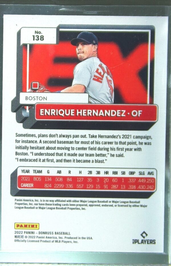 2022 Donruss Enrique Hernandez Presidential Collection /46 #138 Sox - Image 3