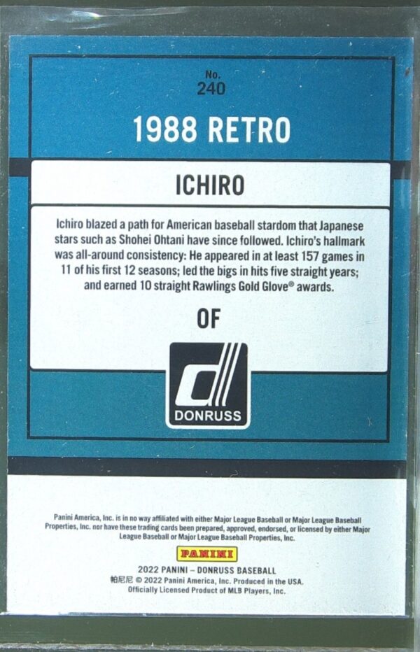 2022 Donruss Ichiro Holo Red #240 Mariners 1988 Retro - Image 3