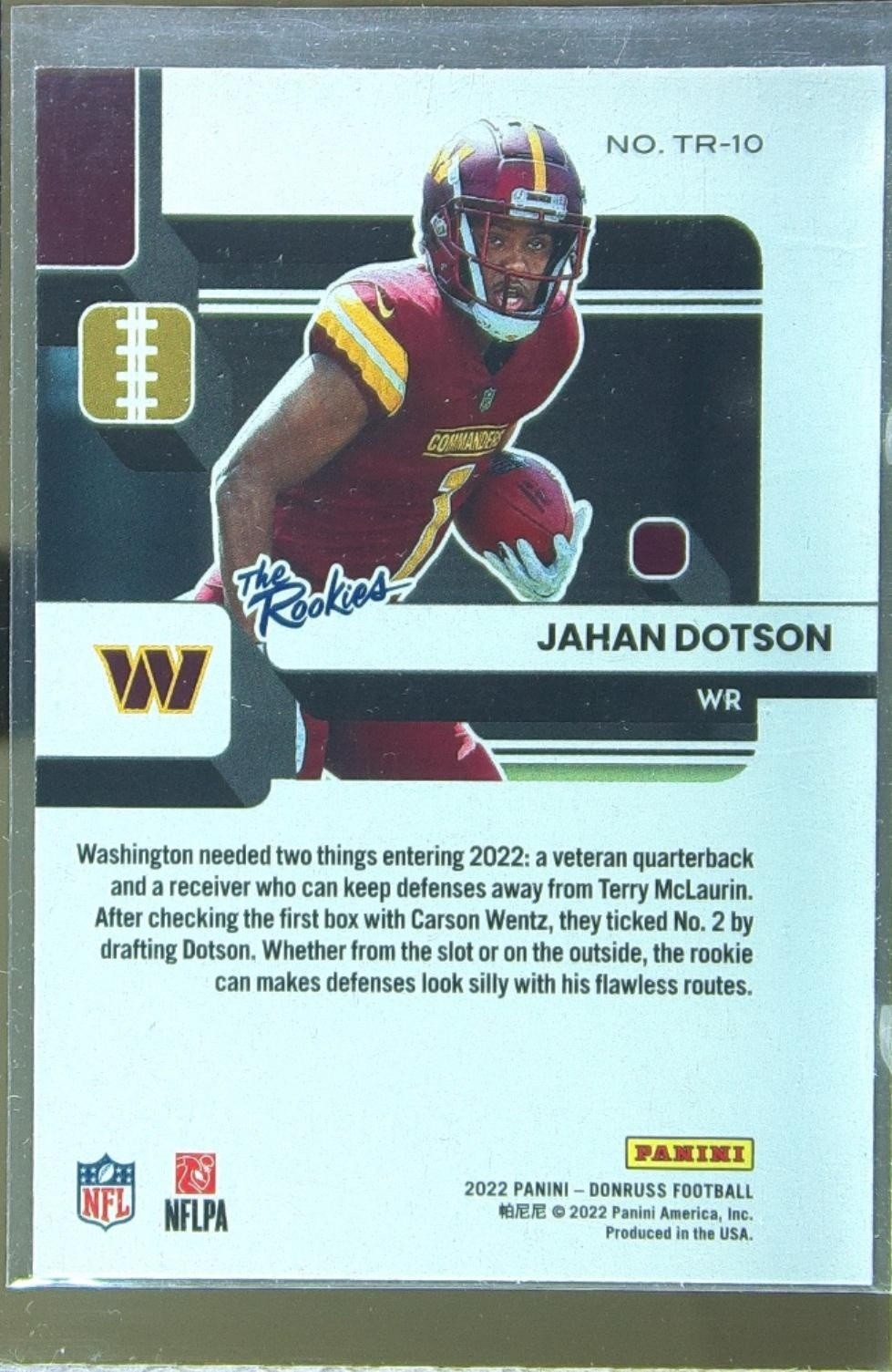 2022 Donruss Jahan Dotson #TR-10 Commanders The Rookies - Image 3