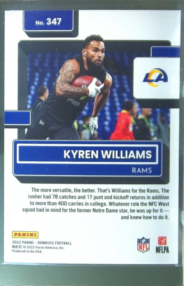 2022 Donruss Kyren Williams RC #347 Rams - Image 3
