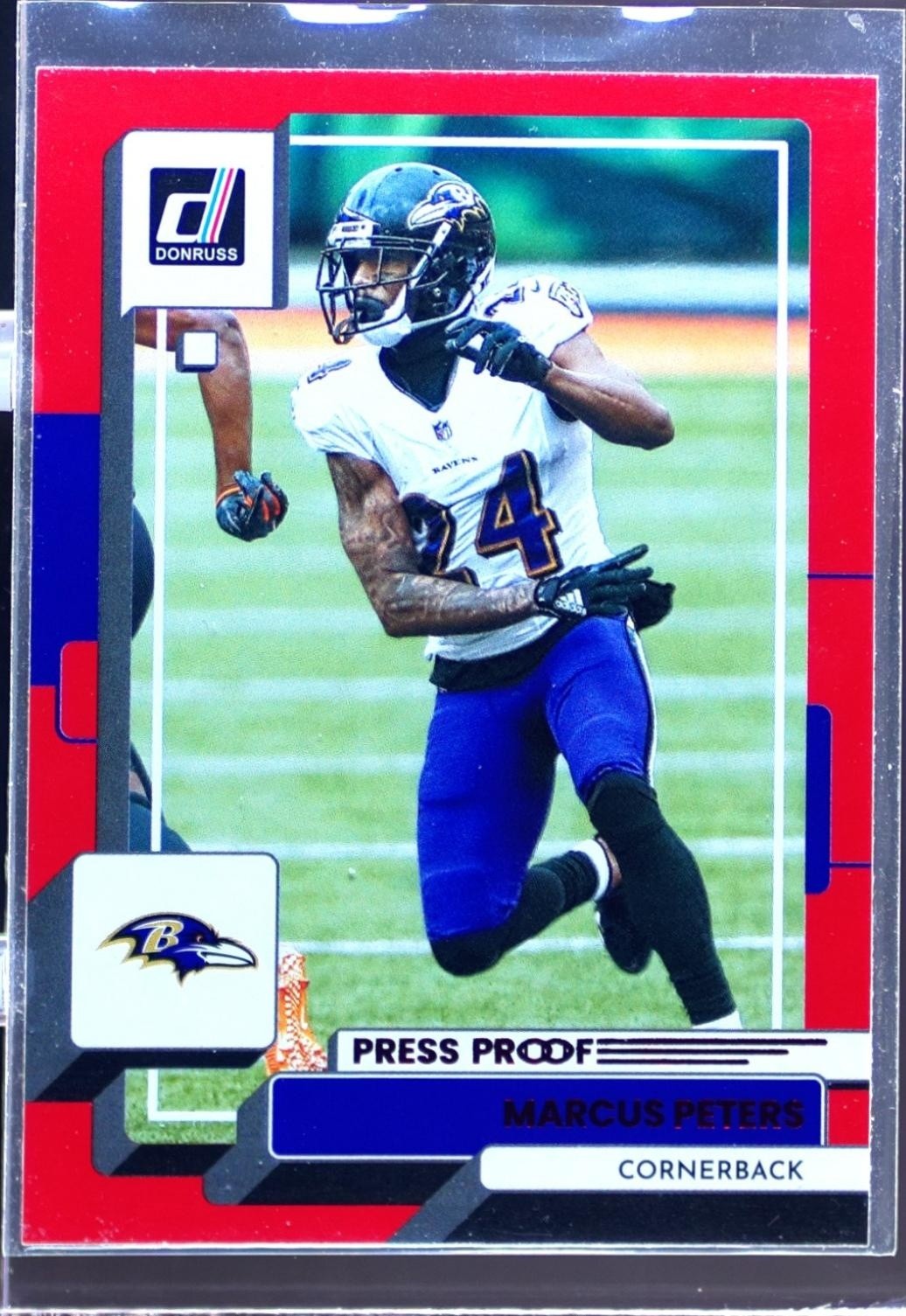 2022 Donruss Marcus Peters Press Proof Red #195 Ravens