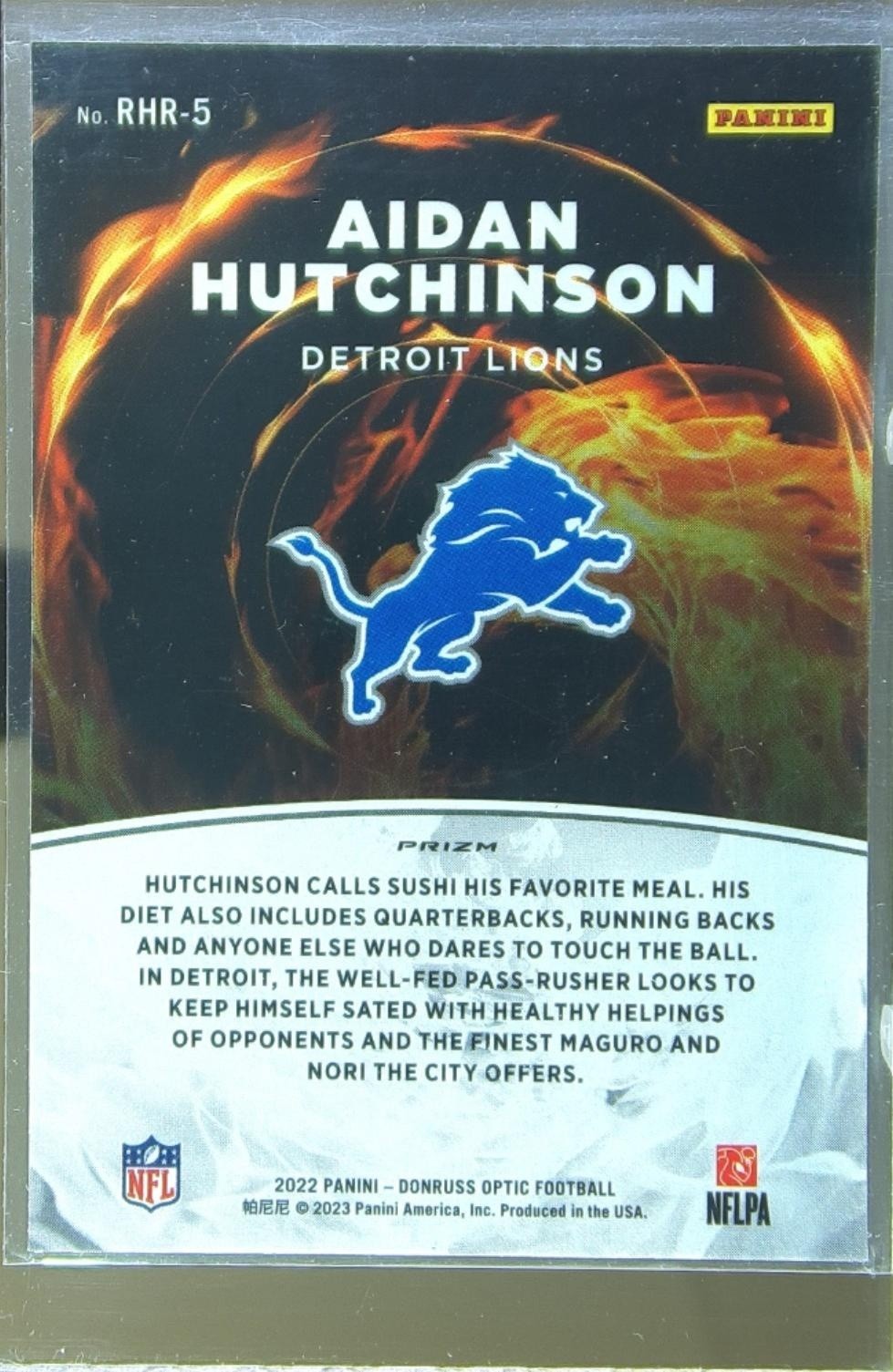 2022 Donruss Optic Aidan Hutchinson #RHR-5 Lions Red Hot Rookies - Image 3