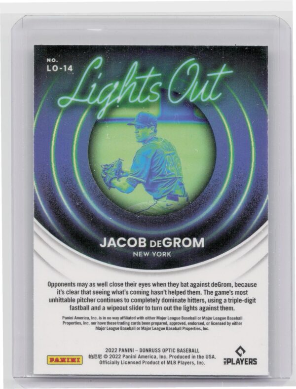2022 Donruss Optic Jacob deGrom #LO-14 Mets Lights Out Holo Prizm - Image 3