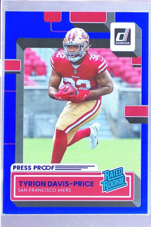 2022 Donruss Tyrion Davis-Price Press Proof Blue RC #326 49ers