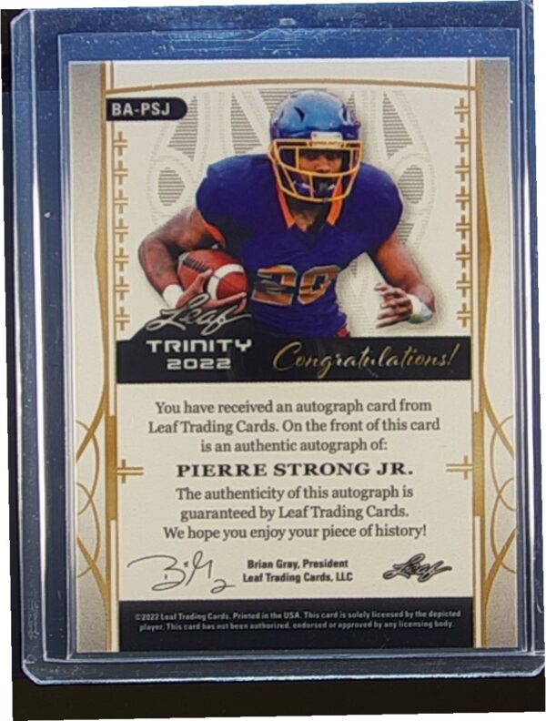 2022 Leaf Trinity Pierre Strong Jr. Auto /99 #BA-PSJ Jackrabbits Silver - Image 3