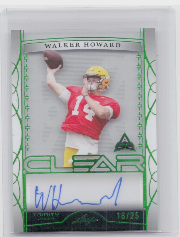 2022 Leaf Trinity Walker Howard Auto /25 #CA-WH1 Tigers Clear Autographs Emerald
