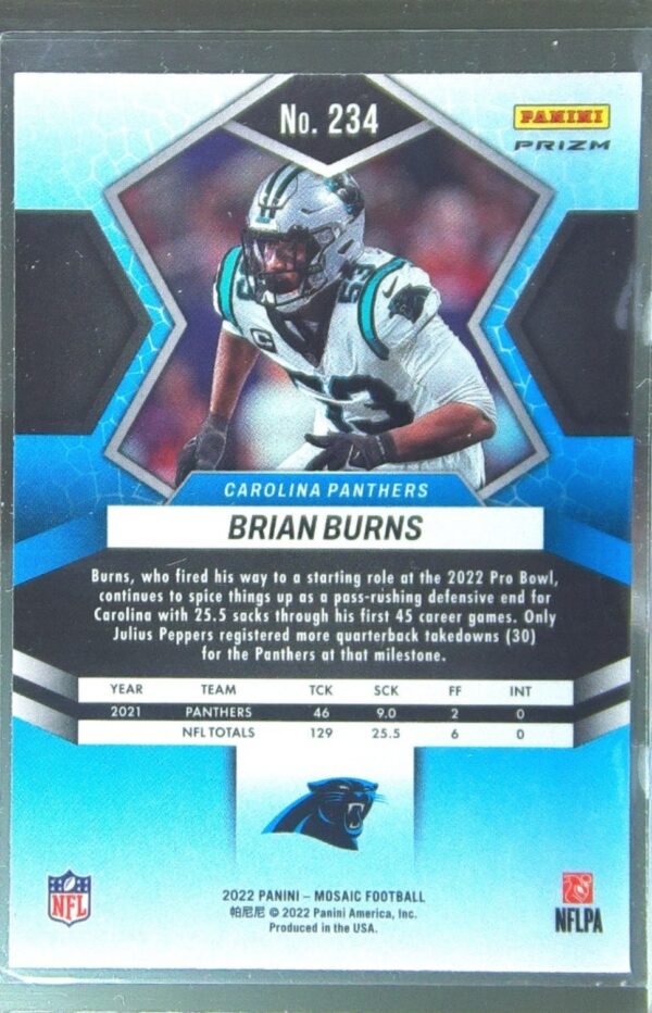 2022 Mosaic Brian Burns Mosaic Reactive Orange #234 Panthers - Image 3