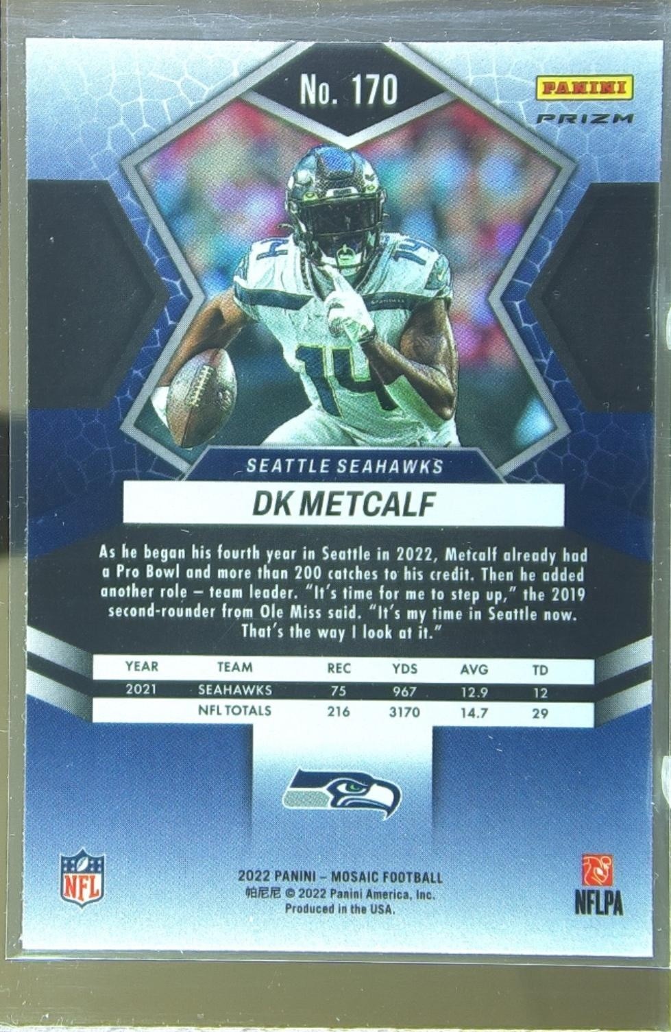 2022 Mosaic DK Metcalf Mosaic Green #170 Seahawks - Image 3