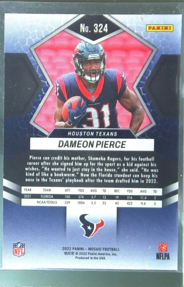 2022 Mosaic Dameon Pierce RC #324 Texans - Image 3
