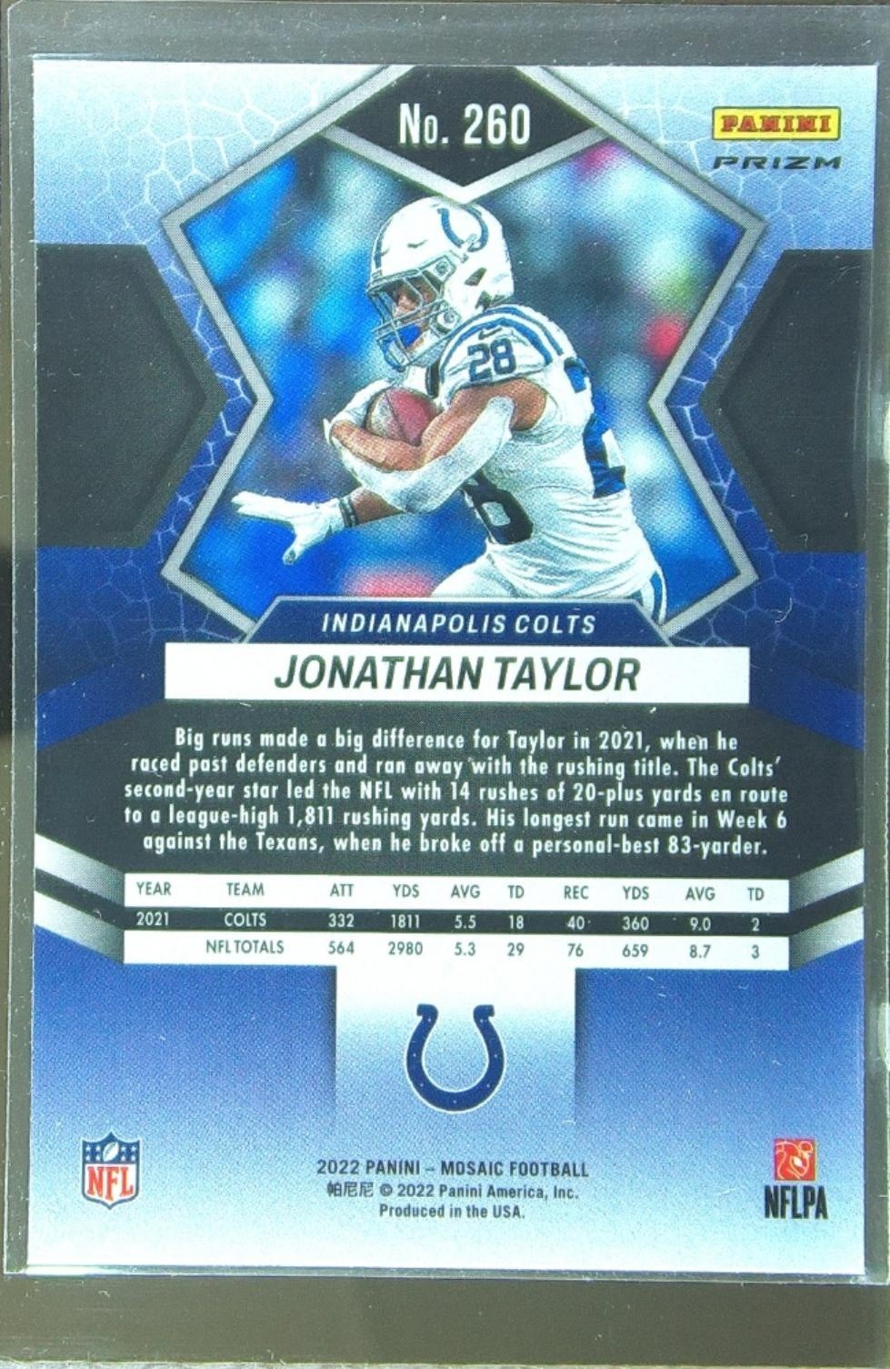 2022 Mosaic Jonathan Taylor Mosaic #260 Colts - Image 3