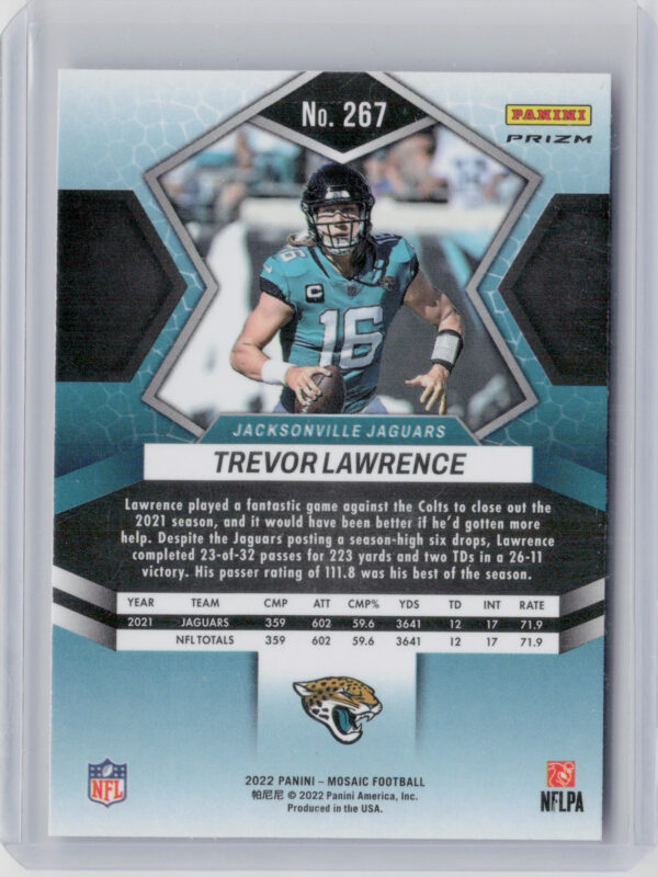 2022 Panini Mosaic Trevor Lawrence Mosaic Camo Pink #267 Jaguars - Image 3