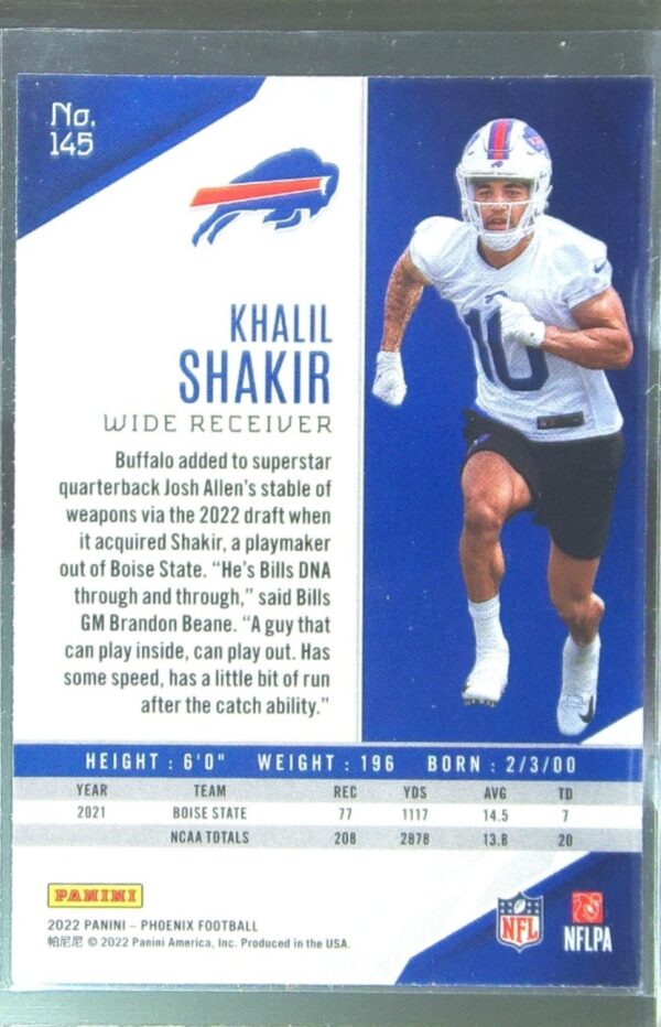 2022 Panini Phoenix Khalil Shakir Silver RC #145 Bills - Image 3