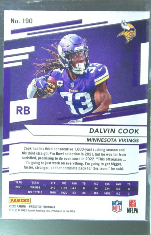 2022 Panini Prestige Dalvin Cook Xtra Points Diamond #190 Vikings - Image 3