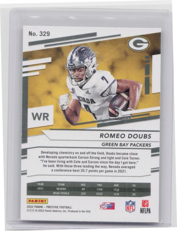 2022 Panini Prestige Romeo Doubs Xtra Points Diamond #329 Packers - Image 3
