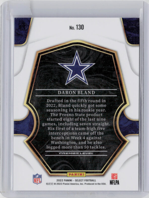 2022 Panini Select DaRon Bland RC #130 Cowboys - Image 3
