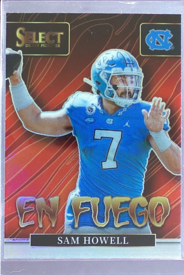 2022 Panini Select Draft Picks Sam Howell #EN-SH Heels En Fuego Silver Prizm