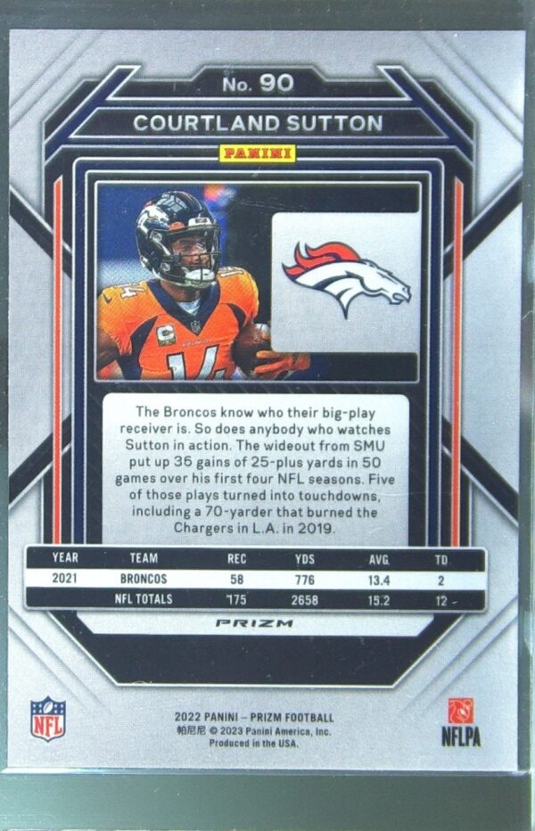 2022 Prizm Courtland Sutton Silver #90 Broncos - Image 3