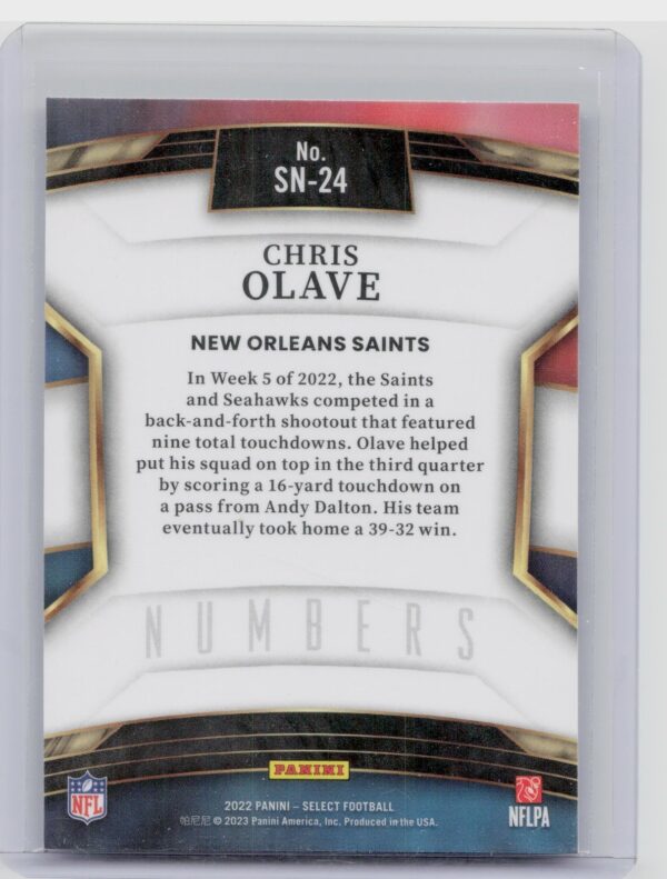 2022 Select Chris Olave #/-24 Saints Select Numbers - Image 3