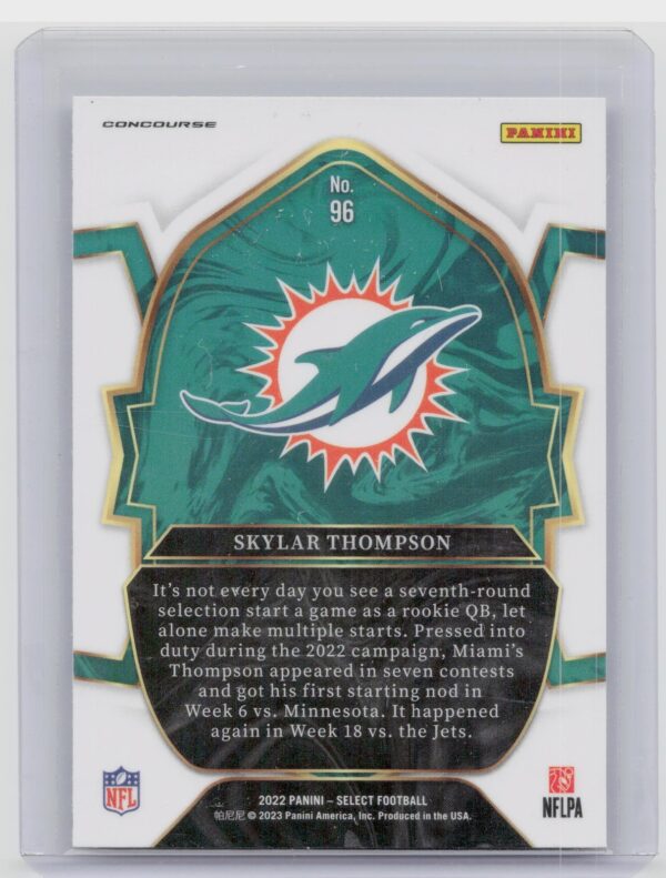 2022 Select Concourse Skylar Thompson RC #96 Dolphins - Image 3