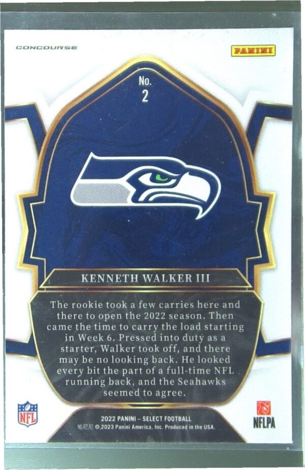 2022 Select Kenneth Walker III RC #2 Seahawks - Image 3