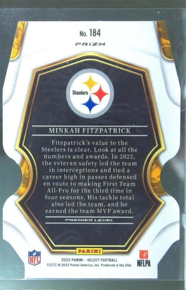 2022 Select Minkah Fitzpatrick Silver Prizm Die Cut #184 Steelers - Image 3