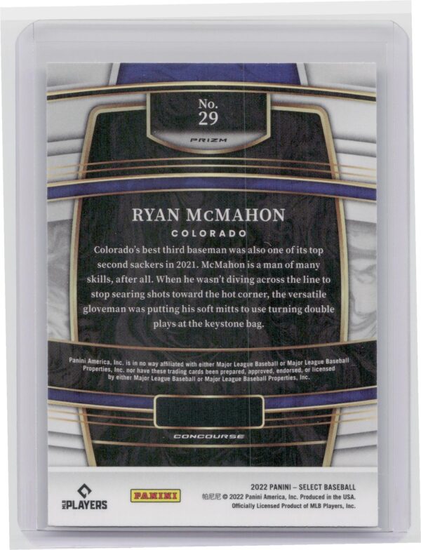 2022 Select Ryan McMahon Concourse Scope #29 Rockies - Image 3