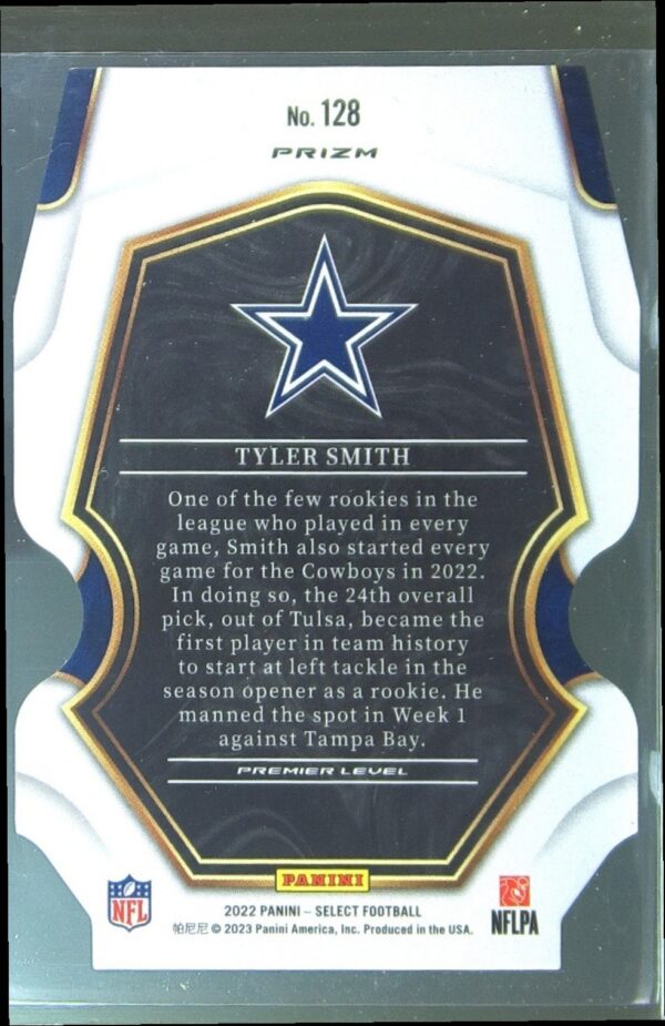 2022 Select Tyler Smith Silver Prizm Die Cut RC #128 Cowboys - Image 3