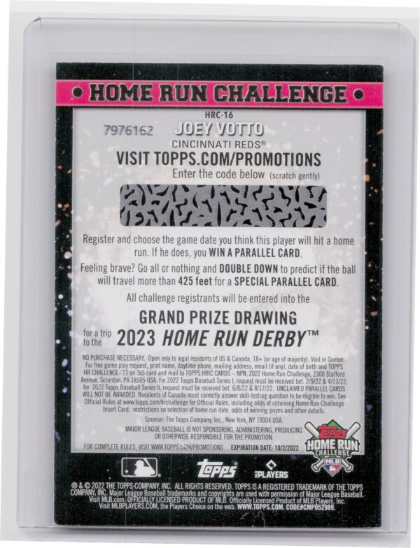 2022 Topps Joey Votto #HRC-16 Reds Home Run Challenge Code Cards (Series Two) - Image 3