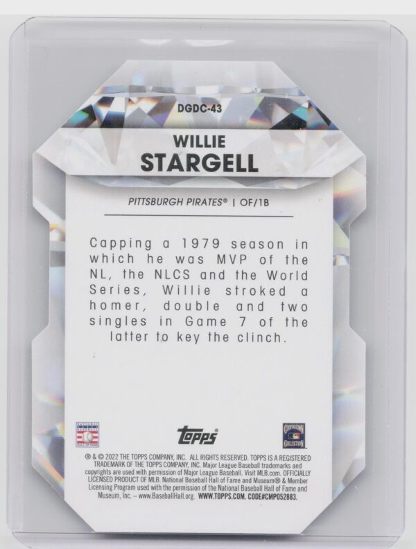 2022 Topps Willie Stargell #DGDC-43 Pirates Diamond Greats Die Cuts - Image 3