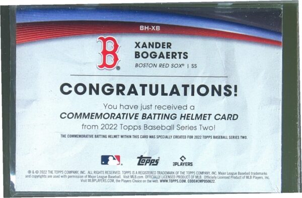 2022 Topps Xander Bogaerts #BH-XB Sox Batting Helmet Commemorative Relic - Image 3