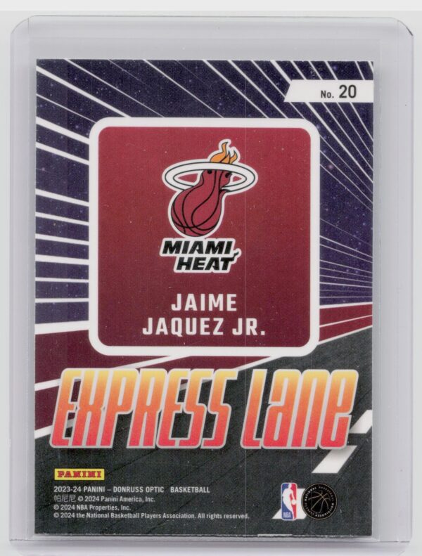2023-24 Donruss Optic Jaime Jaquez Jr. 20 Heat Express Lane - Image 3