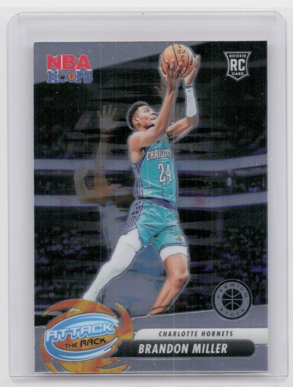 2023-24 Hoops Premium Stock Brandon Miller RC 10 Hornets Attack The Rack