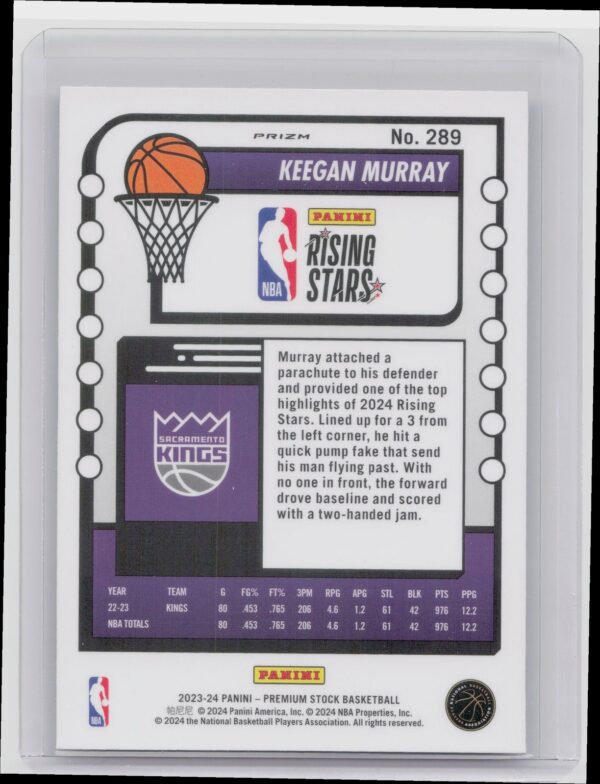 2023-24 Hoops Premium Stock Keegan Murray Multi Wave Prizm 289 Kings - Image 3