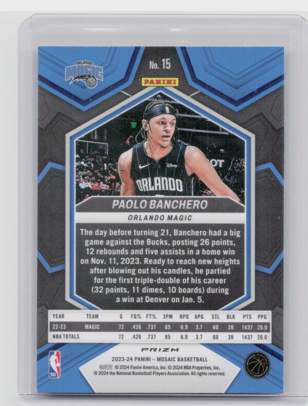 2023-24 Panini Mosaic Paolo Banchero 15 Magic Elevate Mosaic Green - Image 3