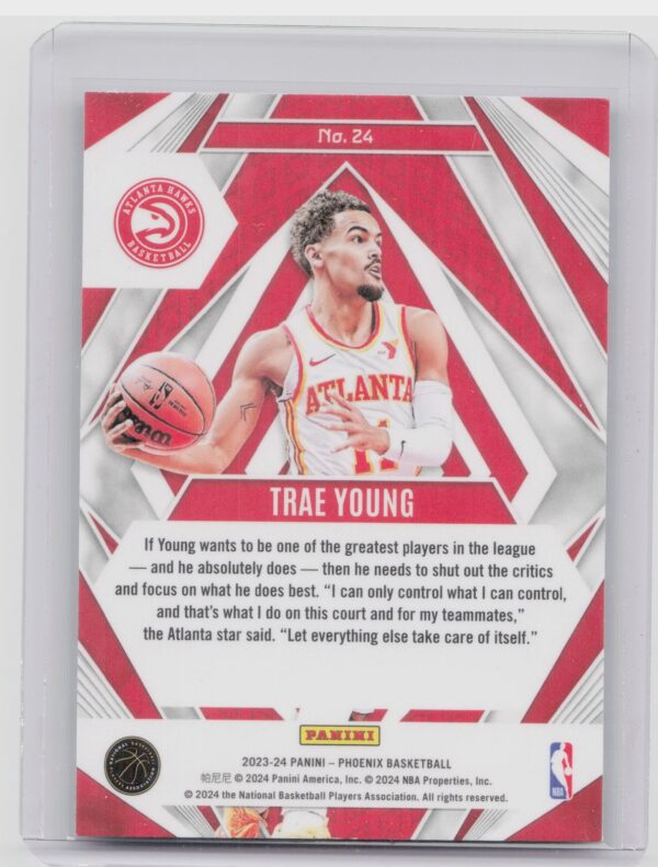 2023-24 Panini Phoenix Trae Young 24 Hawks Paragon Phoenix Teal Lazer - Image 3