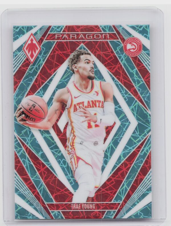 2023-24 Panini Phoenix Trae Young 24 Hawks Paragon Phoenix Teal Lazer