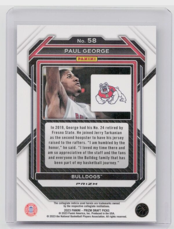 2023-24 Panini Prizm Draft Picks Paul George Silver #58 Bulldogs - Image 3