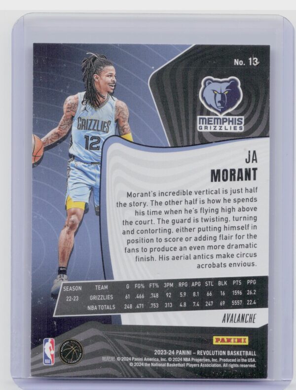 2023-24 Panini Revolution Ja Morant Avalanche 13 Grizzlies - Image 3