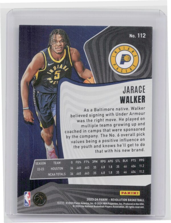 2023-24 Panini Revolution Jarace Walker RC #112 Pacers - Image 3