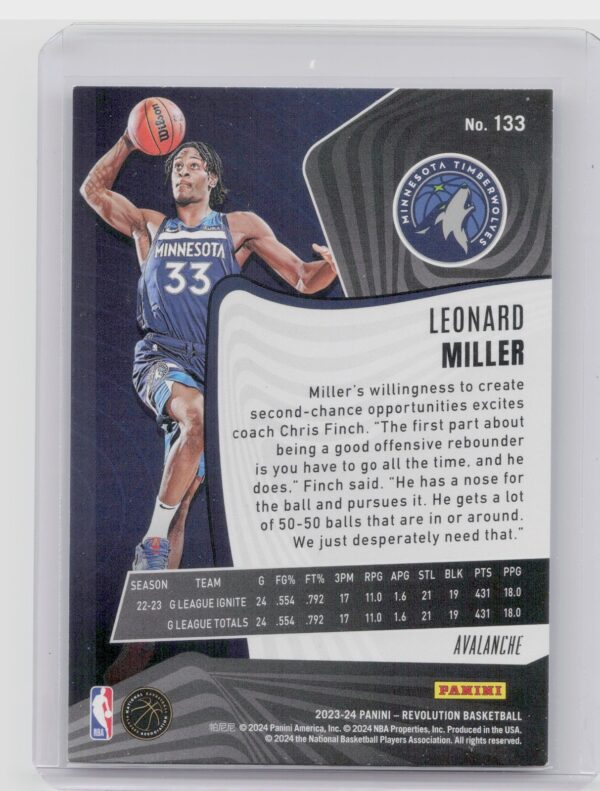 2023-24 Panini Revolution Leonard Miller Astro #133 Timberwolves - Image 3