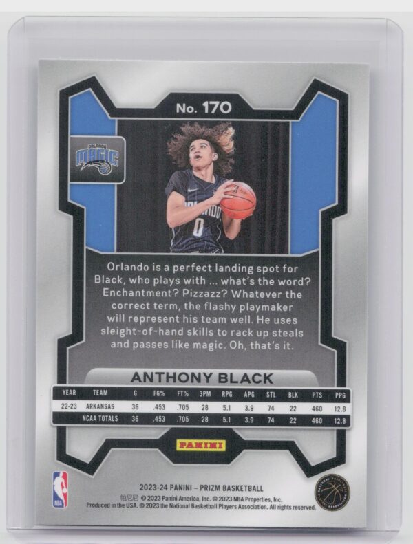 2023-24 Prizm Anthony Black Rookie RC #170 Magic - Image 3