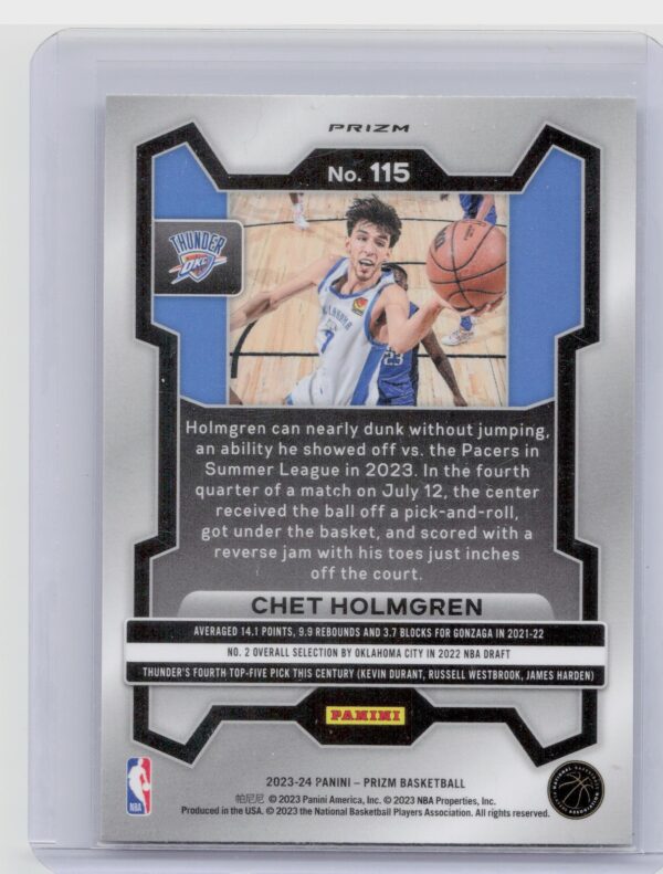 2023-24 Prizm Chet Holmgren Prizms Green #115 Thunder - Image 3