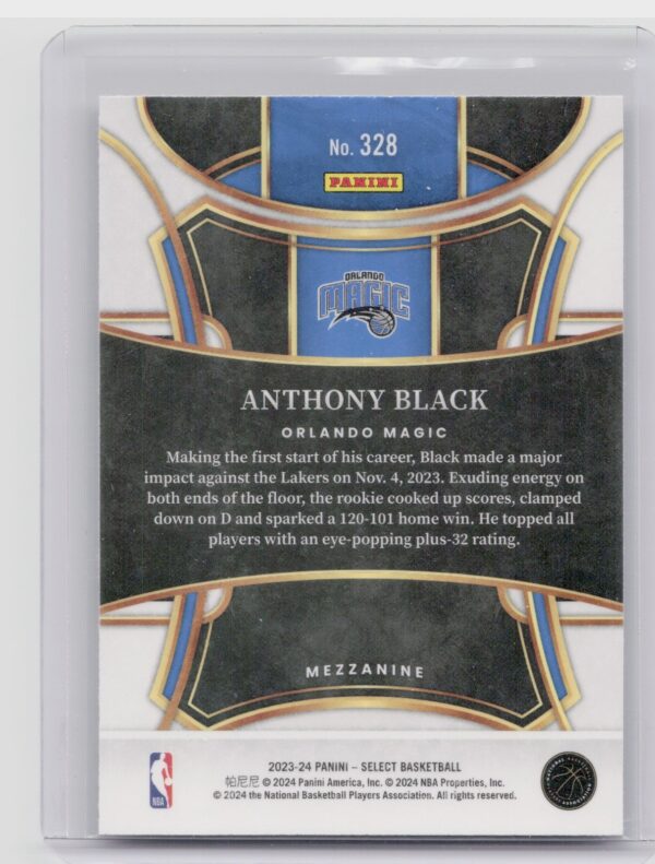 2023-24 Select Anthony Black RC #328 Magic - Image 3