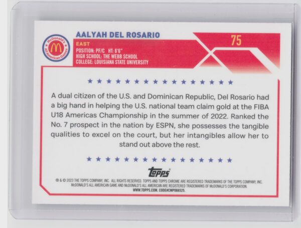 2023-24 Topps Chrome McDonald's All American Aalyah Del Rosario RayWave #75 - Image 3
