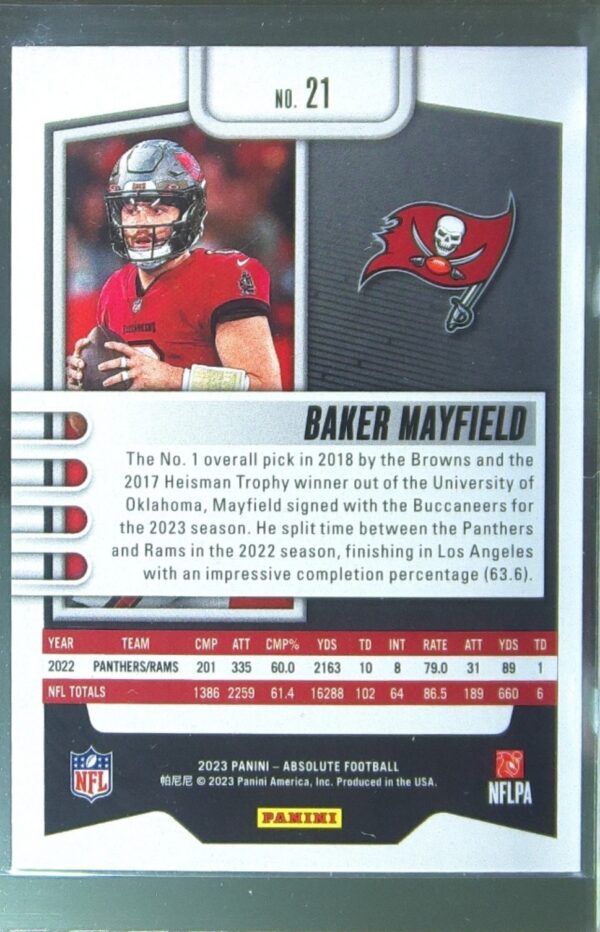 2023 Absolute Baker Mayfield Blue #21 Buccaneers - Image 3