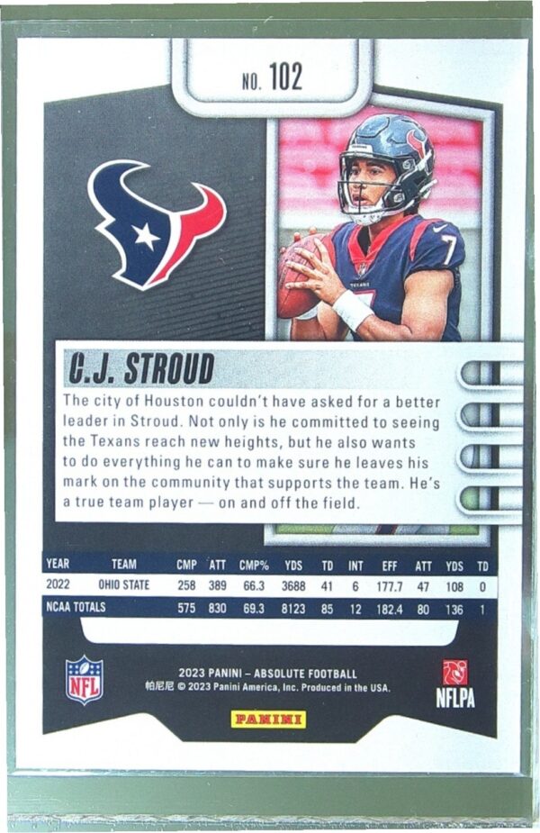 2023 Absolute C.J. Stroud Retail RC #102 Texans - Image 3