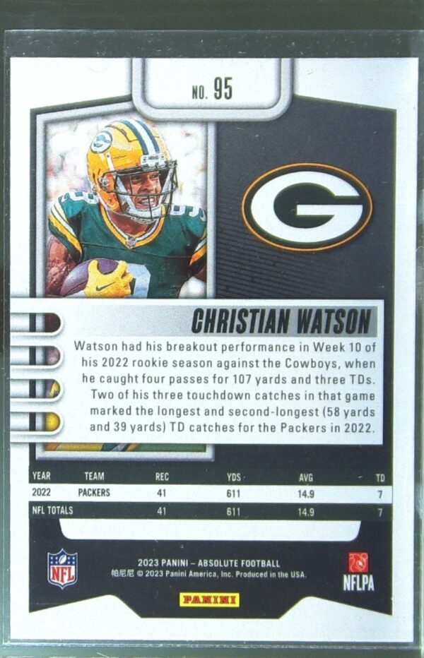 2023 Absolute Christian Watson Red, White, and Blue Kaleidoscope #95 Packers - Image 3